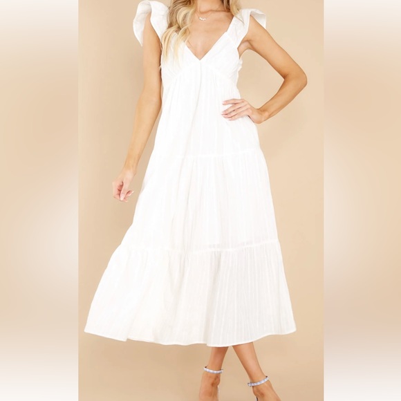 Red Dress, Size L, White Dress - Picture 4 of 5